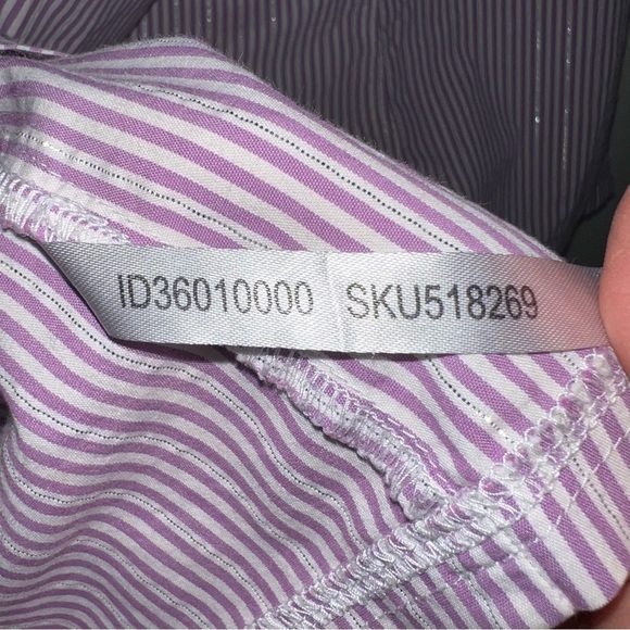Torrid Lavender and White Thin Striped Cap ruffle Sleeved Button Down Blouse 2 - Picture 8 of 8